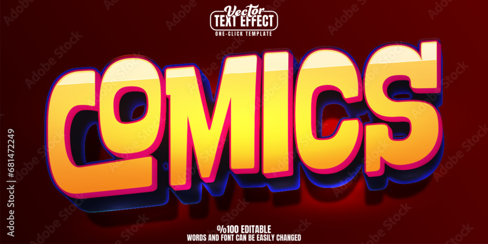 Comic Book editable text effect, customizable graphic and superhero 3D font style