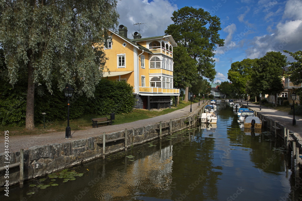 Architecture at the river Trosaan in Trosa, Södermanland, Sweden, Europe
