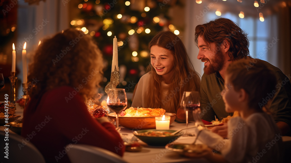 Festive Family Dinner: Christmas Joy at Home