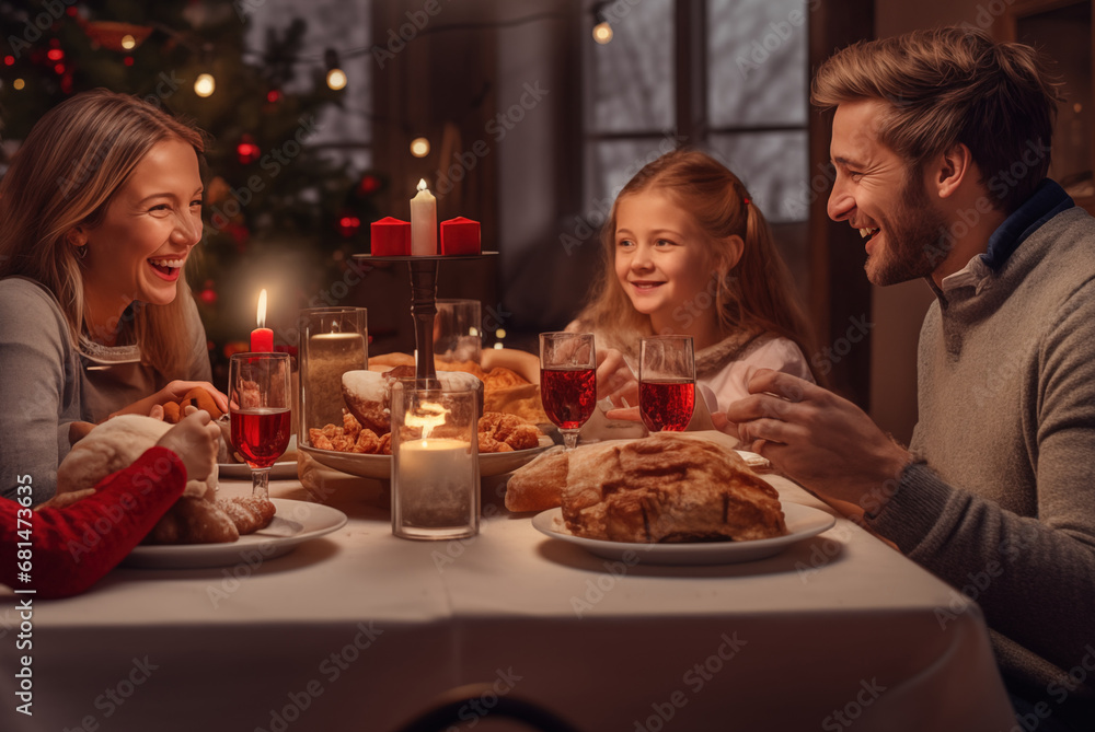 Festive Family Dinner: Christmas Joy at Home