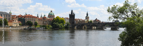 View at the river in the center of Prague on Czech Republic
