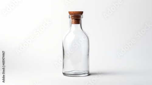 Transparent glass bottle with a white background AI generated illustration