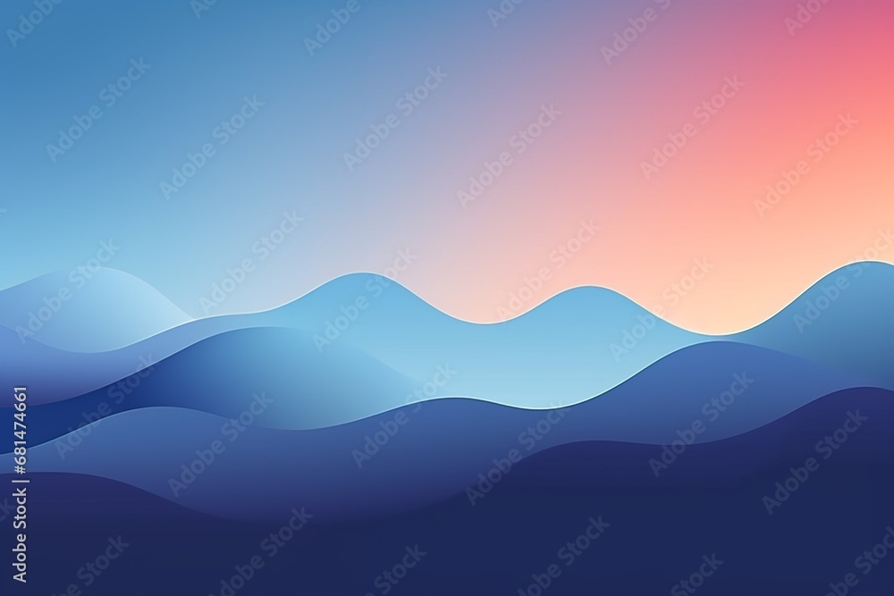 banner landscape with hills and waves, for design as a background, in printed products, websites, in applications, in social networks