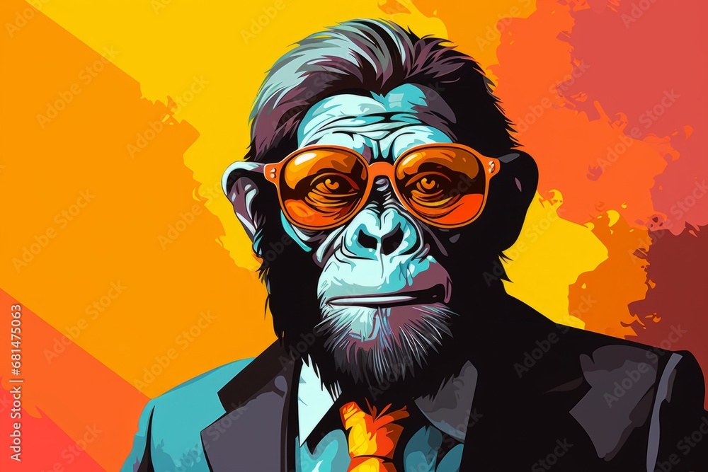 Monkey with glasses pop art Monkey with glasses pop art
