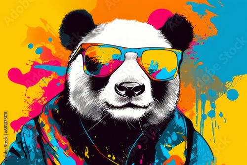 panda with glasses pop art