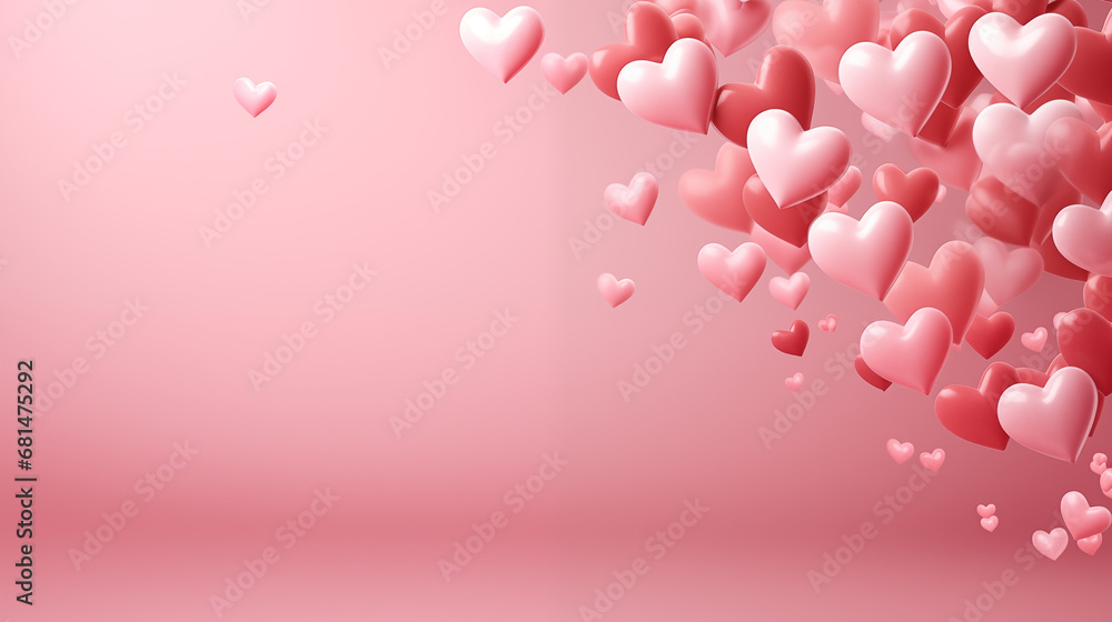 Walentynkowe abstrakcyjne pastelowe tło dla zakochanych par - miłość w powietrzu pełna serc.  Wzór do projektu baneru - obrazy, fototapety, plakaty 