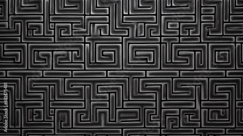 An intricate black and white texture background with a seamless Greek key pattern, suitable for adding a timeless and geometric element to your designs