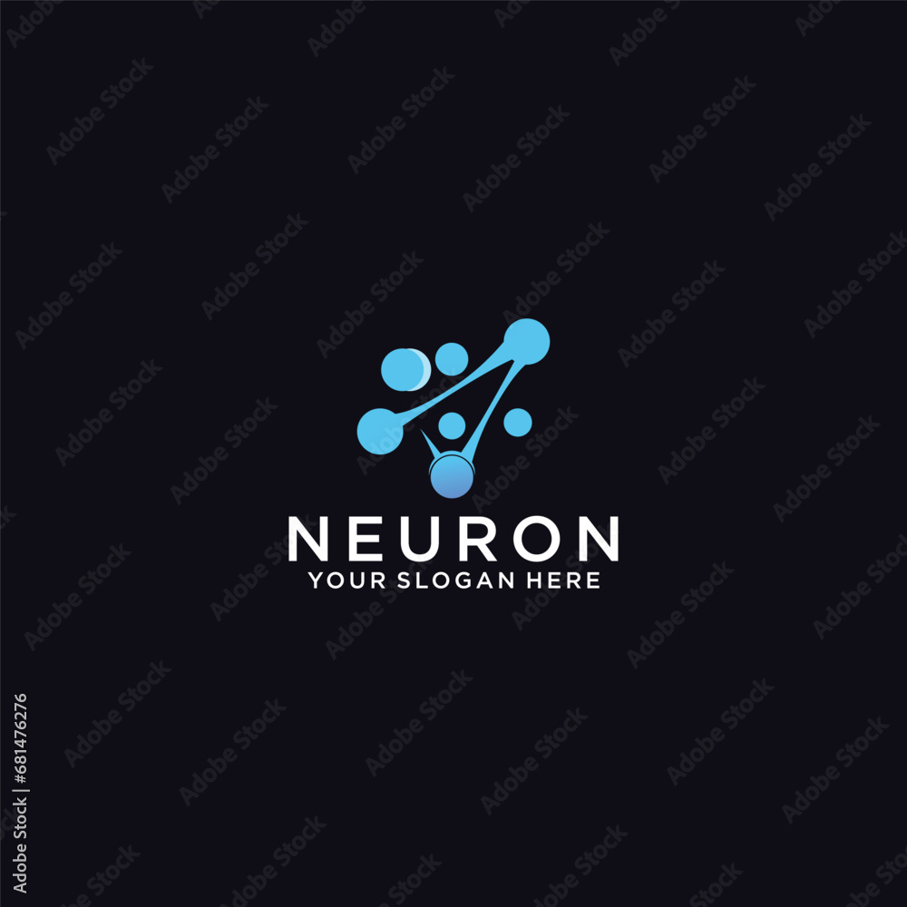 neuron brain logo icon with dots concept. neuron brain logo icon with dots concept.