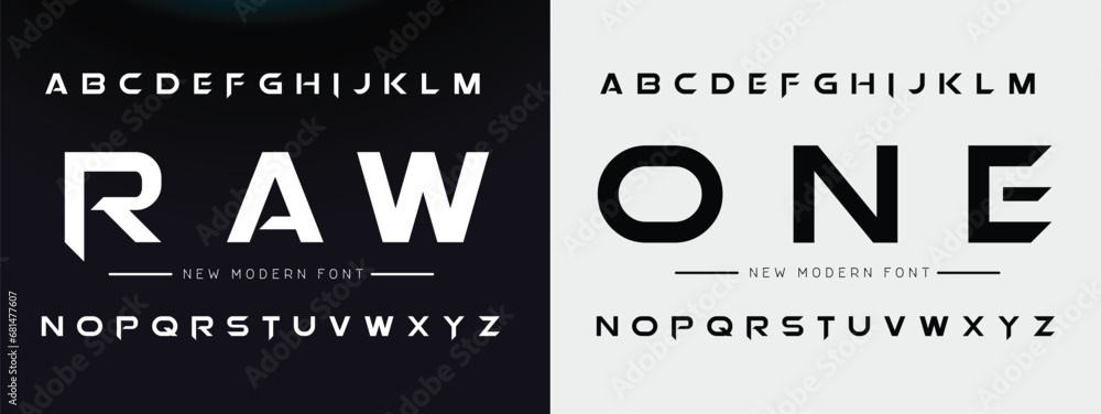 Abstract minimal future alphabet fonts. simple typography sport future creative font . vector illustrator - obrazy, fototapety, plakaty 