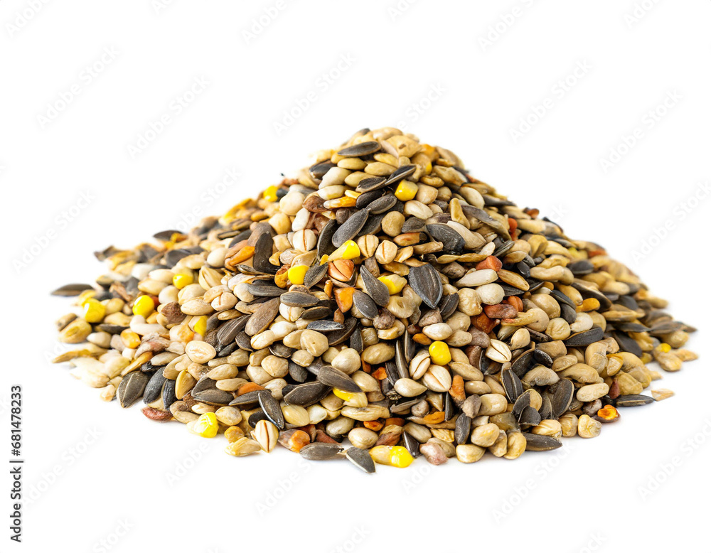 Bird seed isolated on white background, cut out Bird seed isolated on white background, cut out