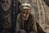 Photography closed shot portrait of berber gaze dressed  in the bazar
