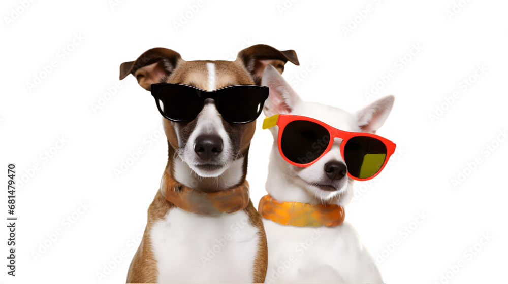 dog with sunglasses isolated