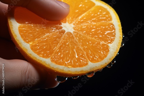 Hands holding a slice of lemon