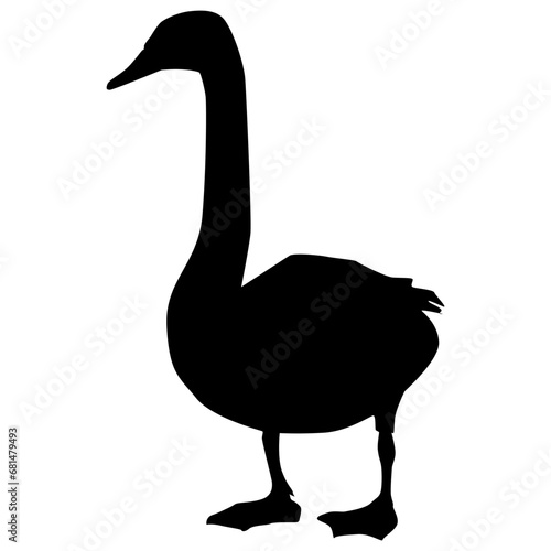 Goose silhouette isolated on white background. Clipart.