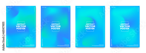 Abstract vector backgrounds for posters in a blue gradient with smooth shapes