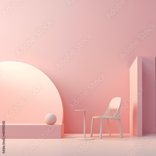 3D table and chairs in soft background