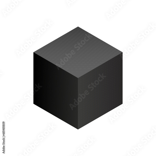 Vector cube with gradients for game, icon, packaging design or logo. Cube illustration isolated on white background. Minimalist style abstract cube icon. Platonic solid. Icon.