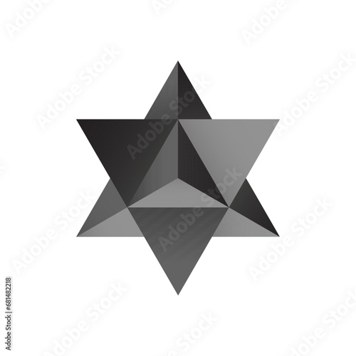 Vector Stellated Octahedron, also called Stella octangula, and Polyhedra Hexagon, geometric polyhedral compounds on a white background with a gradient for game, icon, logo, mobile, ui, web.