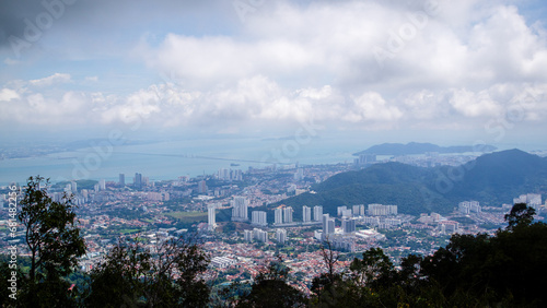 Panorama of Penang ( Georgetown ) in Malaysia seen from Penang Hill