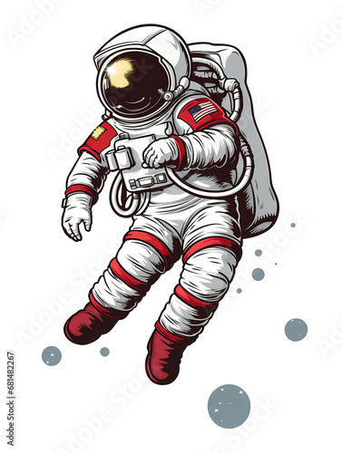 Cartoon Christmas astronauts in Space suit floating  Isolated background  PNG   