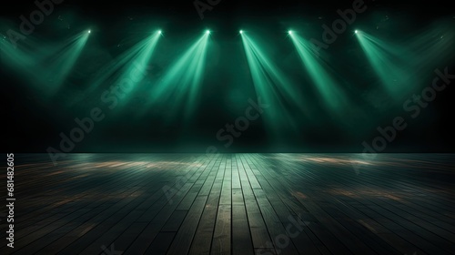 Dark felt floor with green spotlight background