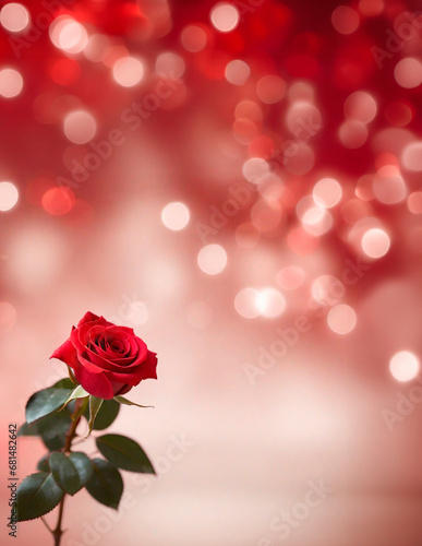 Valentines day background banner. Red roses  gold bokeh. Copy space for text. Valentine love concept. Ad  ads  advert  advertisement  February 14 campaign. Abstract panorama  glitter lights design.