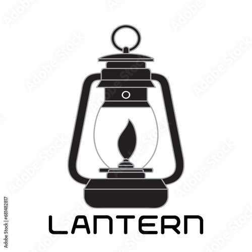 lantern lamp silhouette vector logo retro and vintage style illustration design