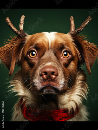 dog with raindeer antlers