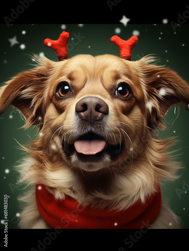 dog with raindeer antlers
