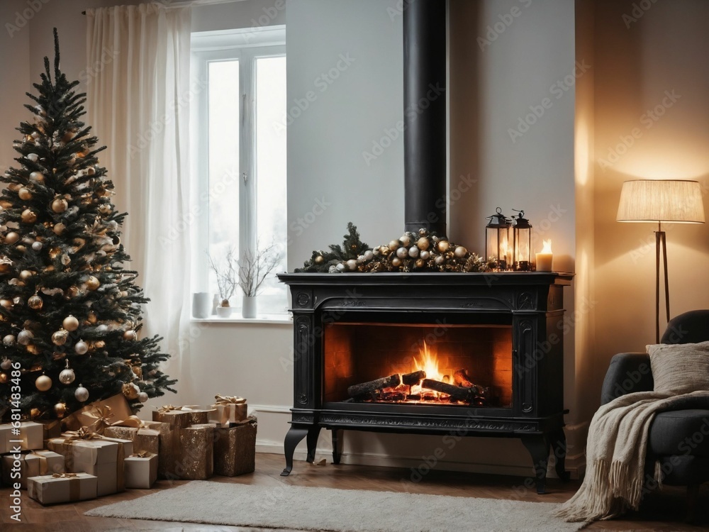 Festive atmosphere with a fireplace Festive atmosphere with a fireplace