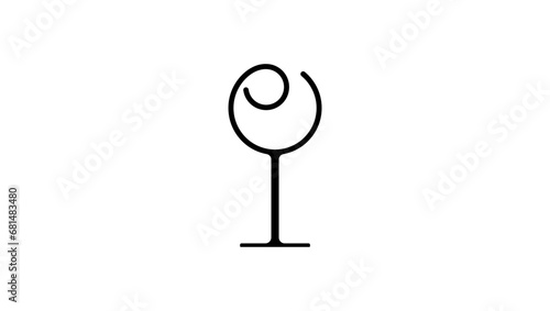 wine glass logo, black isolated geometric simple logo