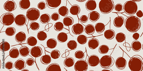 Botanical pattern illustration floral graphic. Seamless pattern abstract rowan twigs. Vector illustration.
