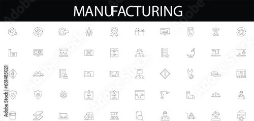 Industry icon set. Factory, manufacturing symbol. Vector illustration