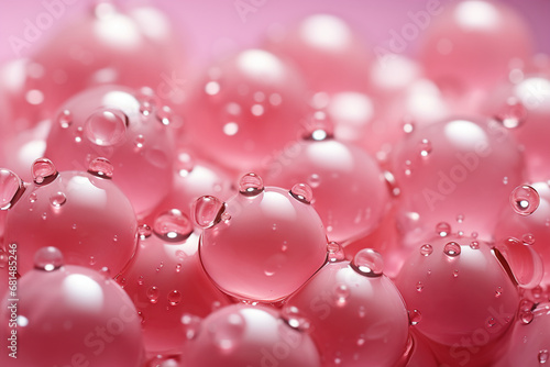 Bubbles on a light pink background. AI generative
