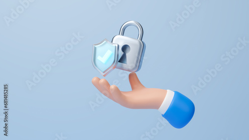 Cyber security data protection business technology privacy concept, General Data Protection Regulation GDPR, Protect and Security concept. Digital Shield on abstract technology background. 3d render photo