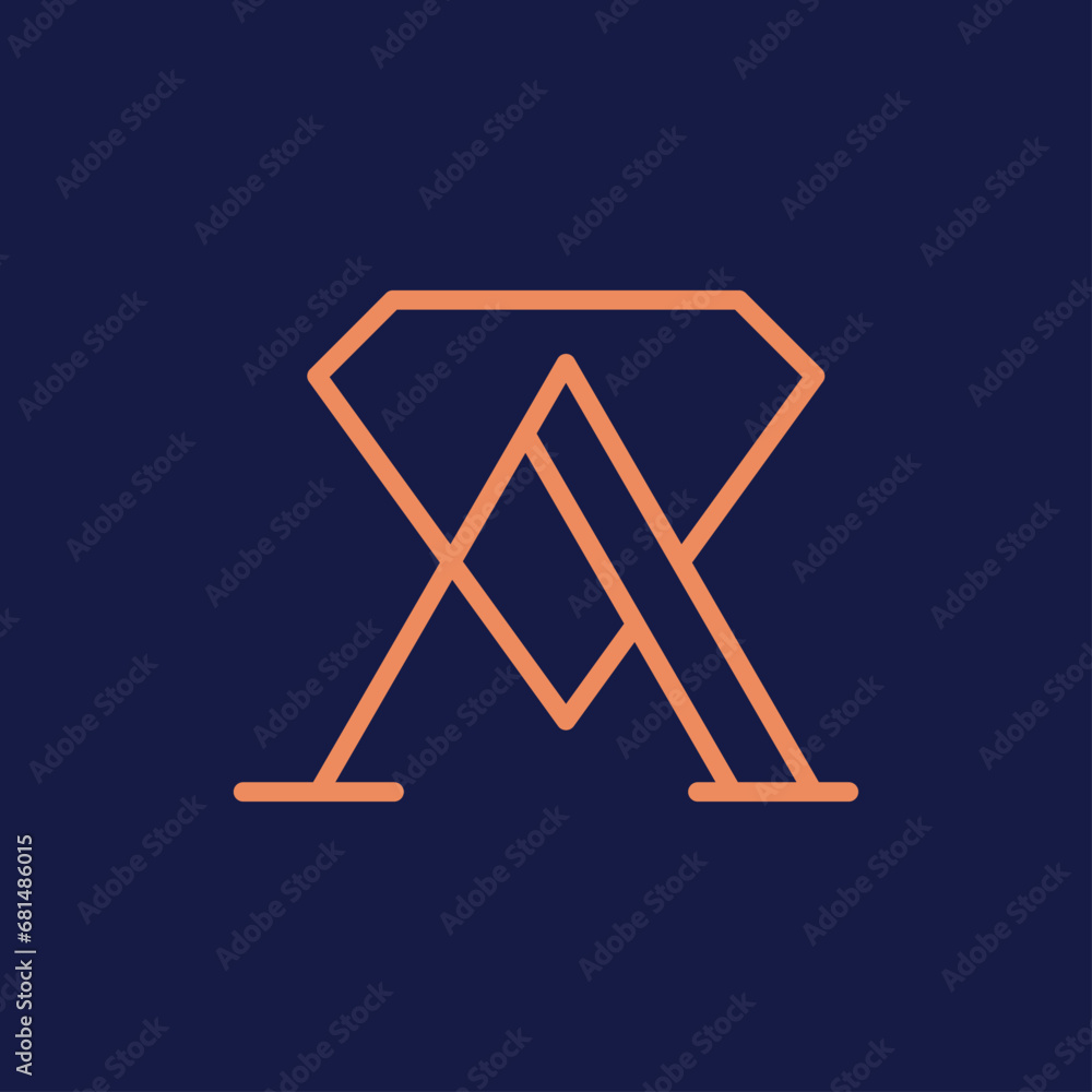 initial Letter A Diamond Logo Concept icon sign symbol Element Design Line Art Style. Jewellery, Jewelry, Gem Logotype. Vector illustration template initial Letter A Diamond Logo Concept icon sign symbol Element Design Line Art Style. Jewellery, Jewelry, Gem Logotype. Vector illustration template