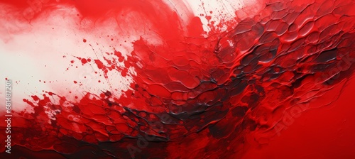Abstract red paint splash texture background. Generative AI technology. 