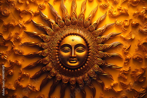 Sun deity Surya - Hindus, Sikhs and Muslims Maghi festival and Lohri celebration  symbol photo