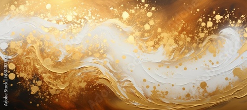 Abstract gold paint flow texture background. Generative AI technology. 