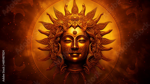 Sun deity Surya - Hindus, Sikhs and Muslims Maghi festival and Lohri celebration  symbol