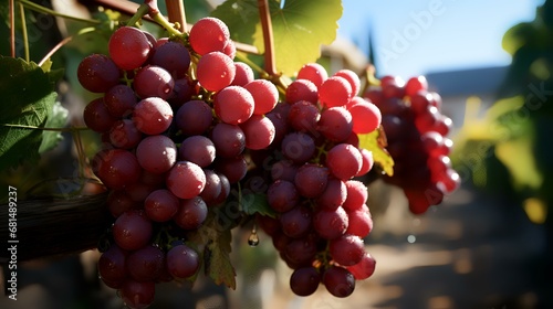 Ripe red grapes on a wine in a vineyard Italy