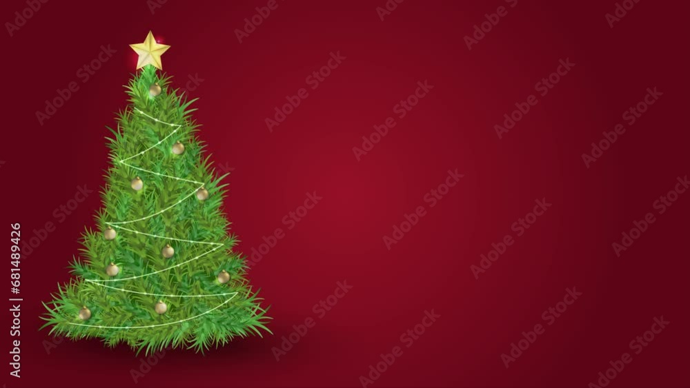 christmas tree with stars on red background, 4K animation christmas tree with stars on red background, 4K animation