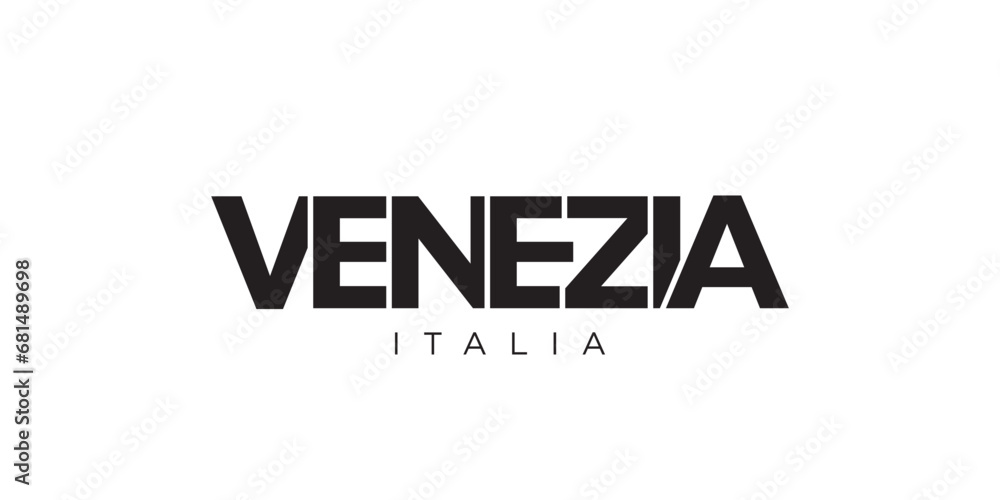 Venezia in the Italia emblem. The design features a geometric style, vector illustration with bold typography in a modern font. The graphic slogan lettering. Venezia in the Italia emblem. The design features a geometric style, vector illustration with bold typography in a modern font. The graphic slogan lettering.