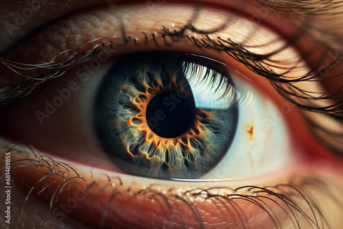 Close up view of a human eye. Generative AI