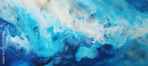 Blue ocean ink liquid texture background. Generative AI technology. 