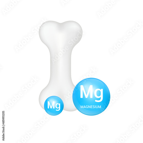 Bilde på lerret Vitamin Icon minerals Magnesium (Mg) circle ball blue on cut out PNG help strengthen bone