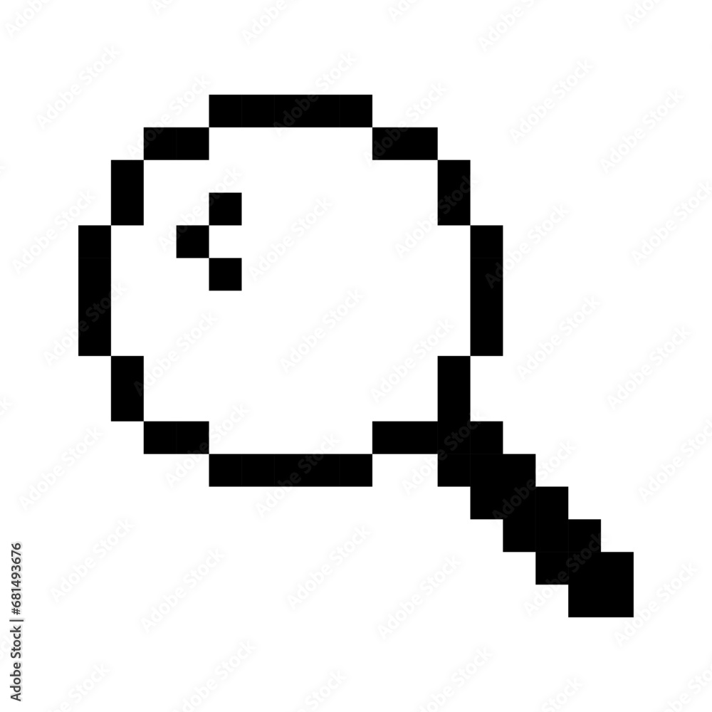 Transparent magnifying glass line icon. Search bar, glass, magnification, optics vision, pixel style. Multi-colored icon on a white background. Transparent magnifying glass line icon. Search bar, glass, magnification, optics vision, pixel style. Multi-colored icon on a white background.