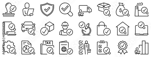 Icon set about inspection. Line icons on transparent background with editable stroke.