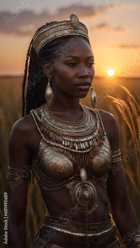 a black woman from the African savannah photo