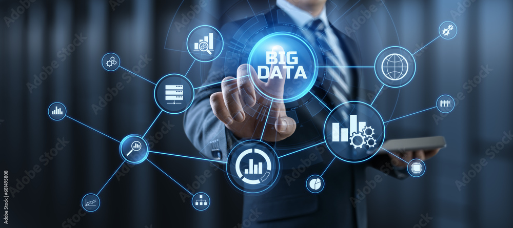 Big Data Analysis Analytics internet technology concept. Businessman pressing button on screen. Big Data Analysis Analytics internet technology concept. Businessman pressing button on screen.